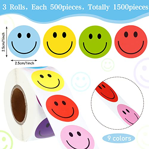 1500 Mini Smile Face Decal Stickers Assorted Color