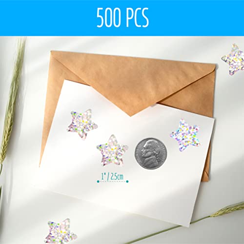 500 Holographic Glitter Star Stickers: Metallic, Reflective, Sparkly