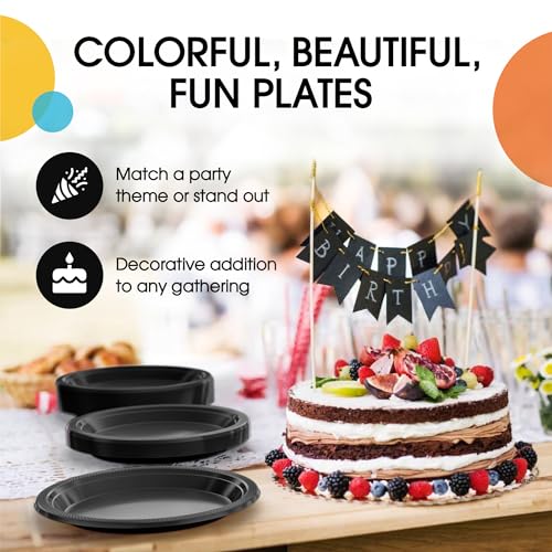 100 Count Black Disposable 9 Inch Dinner Plates