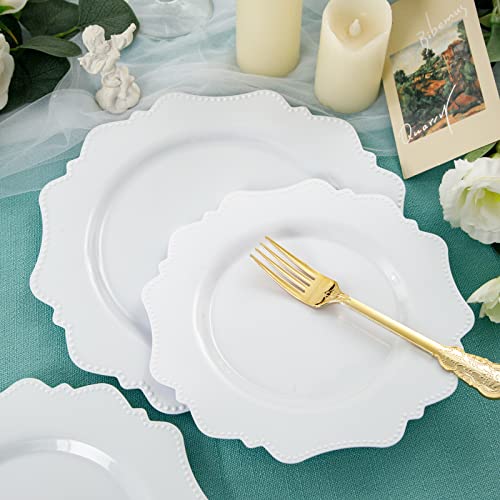 60pcs White Disposable Plastic Plates for Party/Wedding