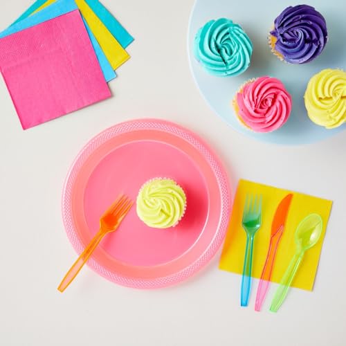 Neon Rainbow Plastic Silverware 144 pc Set
