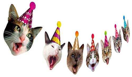 Cat Faces Birthday Banner for Kitties Party Decoration