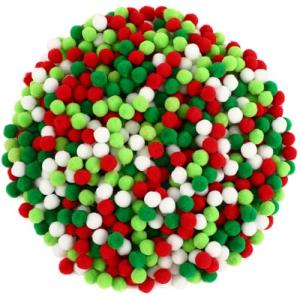 1000 Mini Christmas Pom Poms in 4 Colors