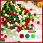 1000 Mini Christmas Pom Poms in 4 Colors