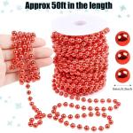 50ft Red Christmas Tree Beads Garland Trim