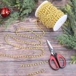 50ft Gold Christmas Tree Beads Garland Trim