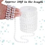 50ft White Pearl Bead Garland for Holidays