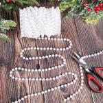 50ft White Pearl Bead Garland for Holidays