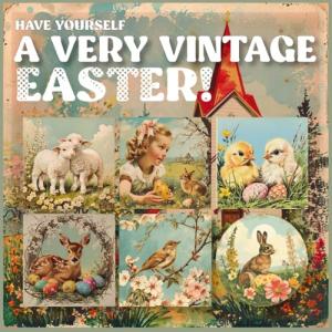 Vintage Easter Collage Supplies: 144 Charming Illustrations