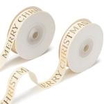 White Christmas Ribbon with Gold Glitter for Crafting
