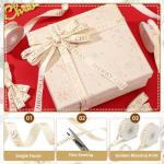 White Christmas Ribbon with Gold Glitter for Crafting
