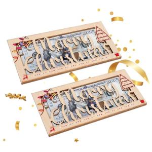 2pcs Christmas Money Holders - Wooden Cash Envelopes