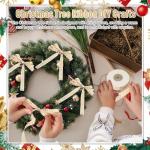 White Christmas Ribbon with Gold Glitter for Crafting