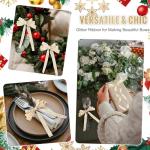 White Christmas Ribbon with Gold Glitter for Crafting