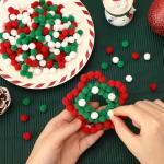 1000 Christmas Pom Poms in Red, Green, White