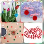 1000 Christmas Pom Poms in Red, Green, White