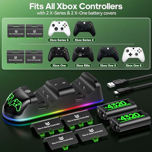 OIVO Xbox Controller Charger Station with Batteries