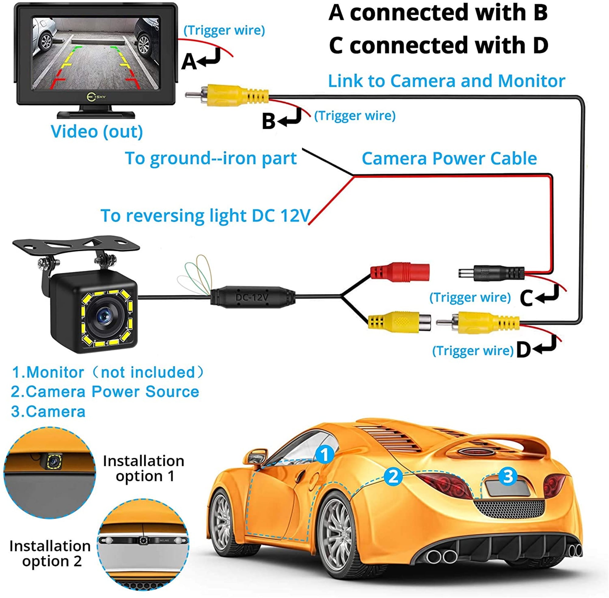 Ultra HD Rear View Backup Camera with Night Vision