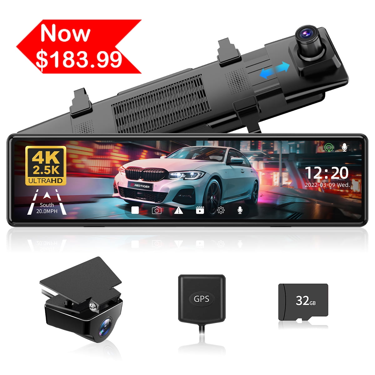 11" UHD Touch Screen Dash Cam with GPS