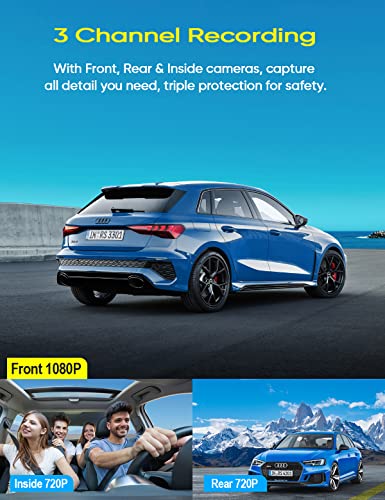 Triple-channel 1080P Car Dash Cam with Night Vision