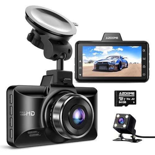 AZDOME Dual Dash Cam, 1080P FHD, Waterproof, G-Sensor