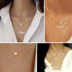 Personalized Layered Name Choker with Heart Pendant