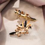 Champagne and Black Teardrop Crystal Stud Earrings