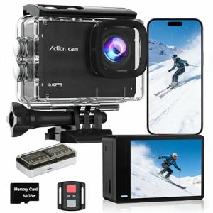 Yolansin 4K Action Camera with 64GB SD Card