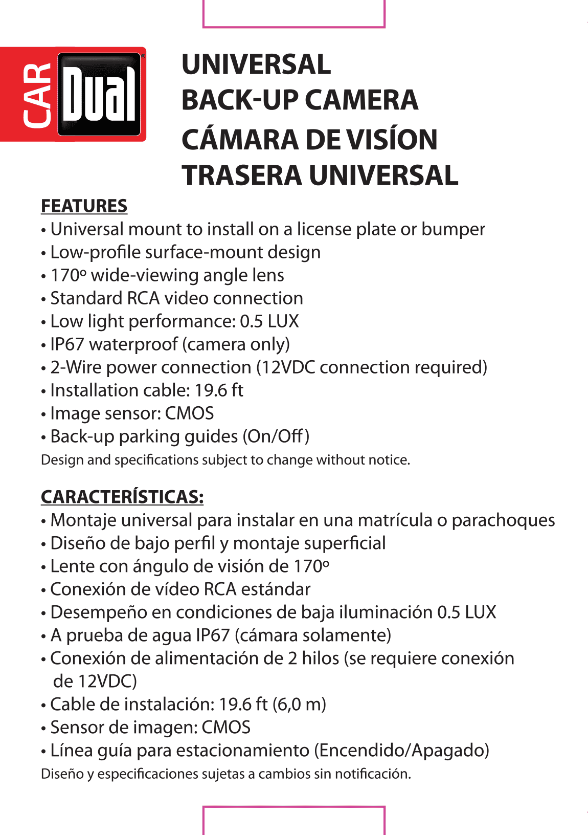 Dual Electronics Waterproof Color Backup Camera