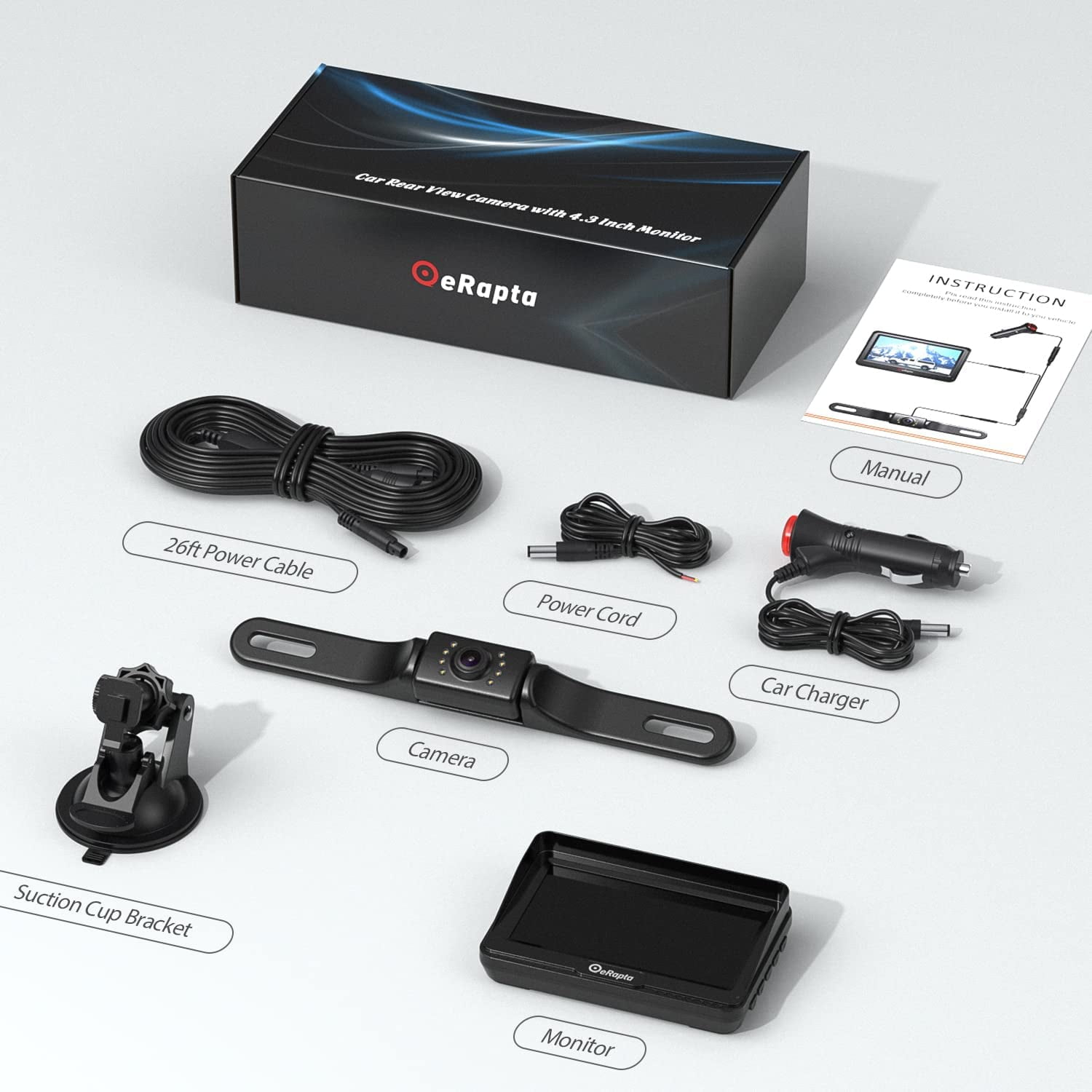 eRapta 4.3" Backup Camera with Monitor for Vehicles