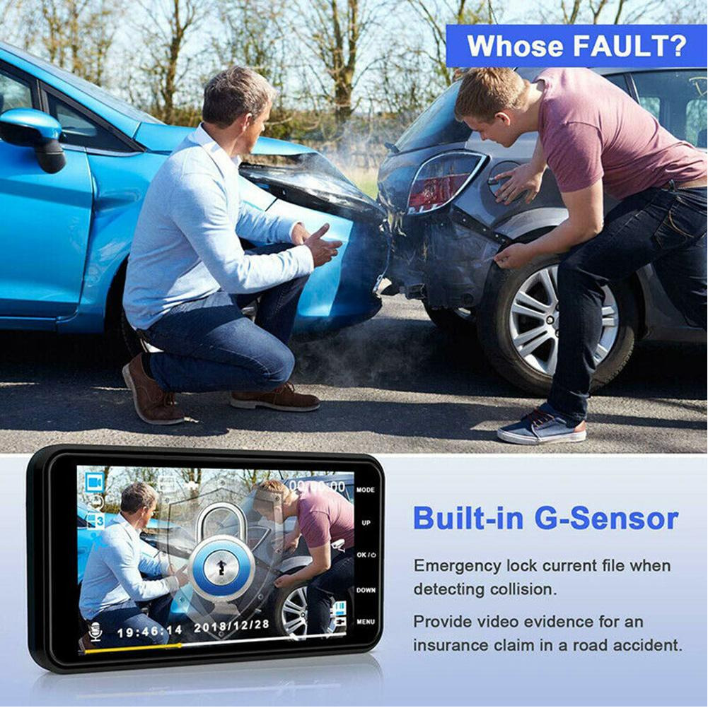 Dual Lens Touch Screen 1080P Dash Cam+Front/Rear Camera
