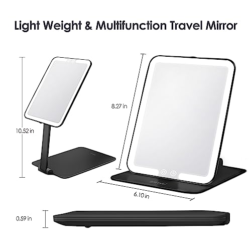 Portable Makeup Mirror with Light and Adjustable Stand