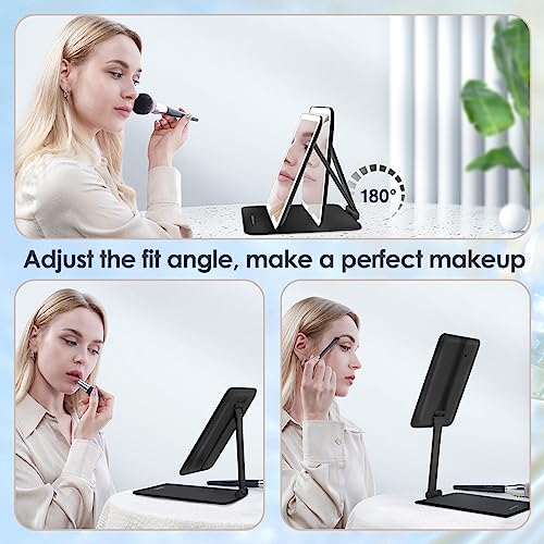 Portable Makeup Mirror with Light and Adjustable Stand