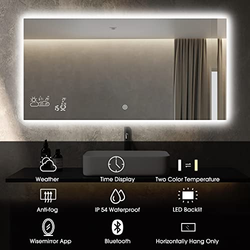 Smart Bluetooth Bathroom Mirror with LED Display