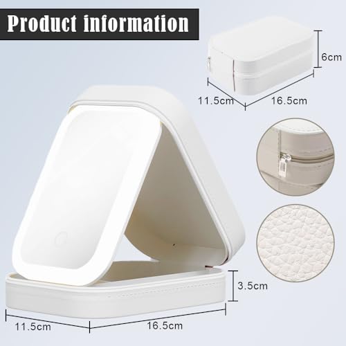 Compact LED Travel Makeup Mirror with Touch Control