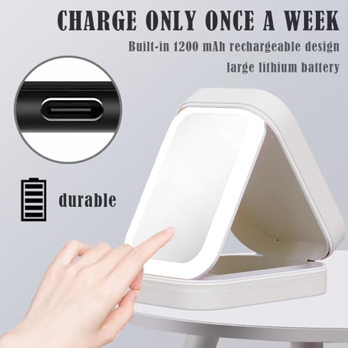 Compact LED Travel Makeup Mirror with Touch Control