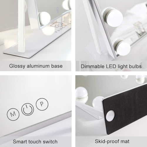 FENCHILIN Lighted Vanity Makeup Mirror with 10X Magnification