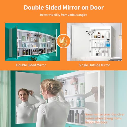LED Medicine Cabinet with Smart Mirror and Bluetooth