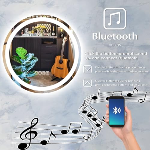 30-Inch Bluetooth LED Round Vanity Mirror