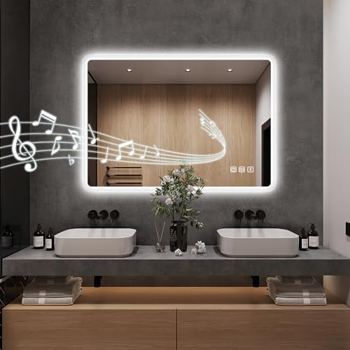 32"x24" LED Bathroom Mirror with Bluetooth Speaker