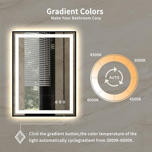 Black Framed Dimmable LED Bathroom Mirror 24x32