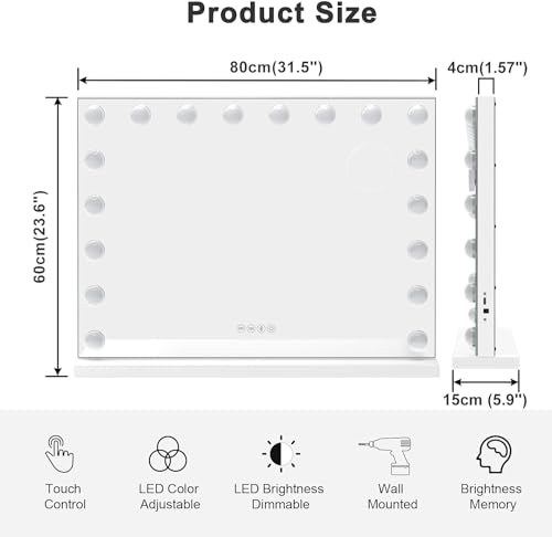 Uliyati LED Lighted Vanity Mirror with Bluetooth