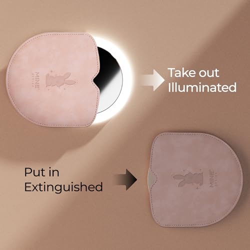 Compact Circular Travel Makeup Mirror with Light