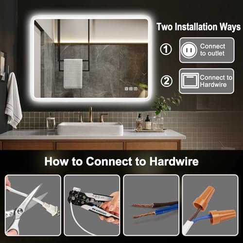 32"x24" LED Bathroom Mirror with Bluetooth Speaker