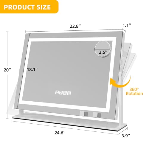 DWVO Lighted Makeup Mirror with Bluetooth and USB