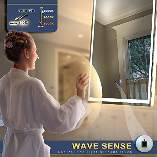 LED Bathroom Mirror with Bluetooth Speaker and Wave Control