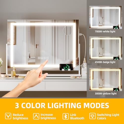 DWVO Lighted Makeup Mirror with Bluetooth and USB