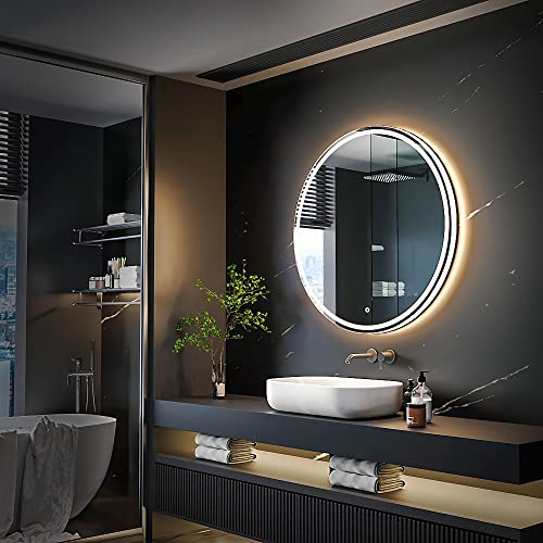 32" Modern LED Round Bathroom Vanity Mirror