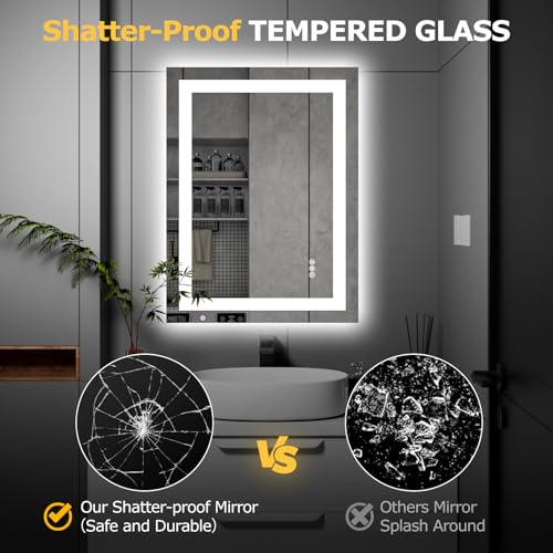 Hivone Dimmable LED Wall Bathroom Mirror 24"x32