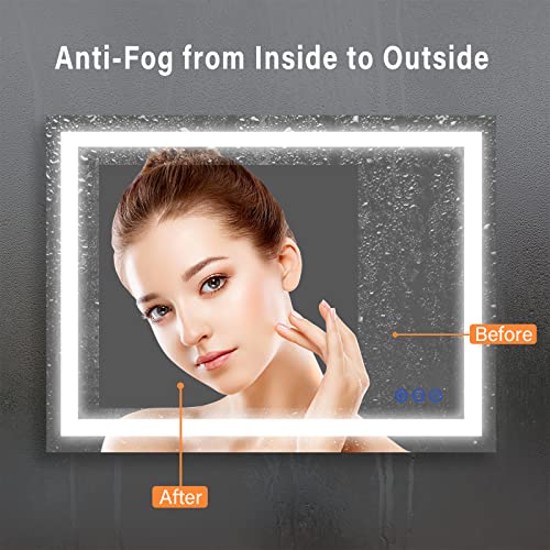 Dimmable Anti-Fog LED Bathroom Mirror 32x24 inches